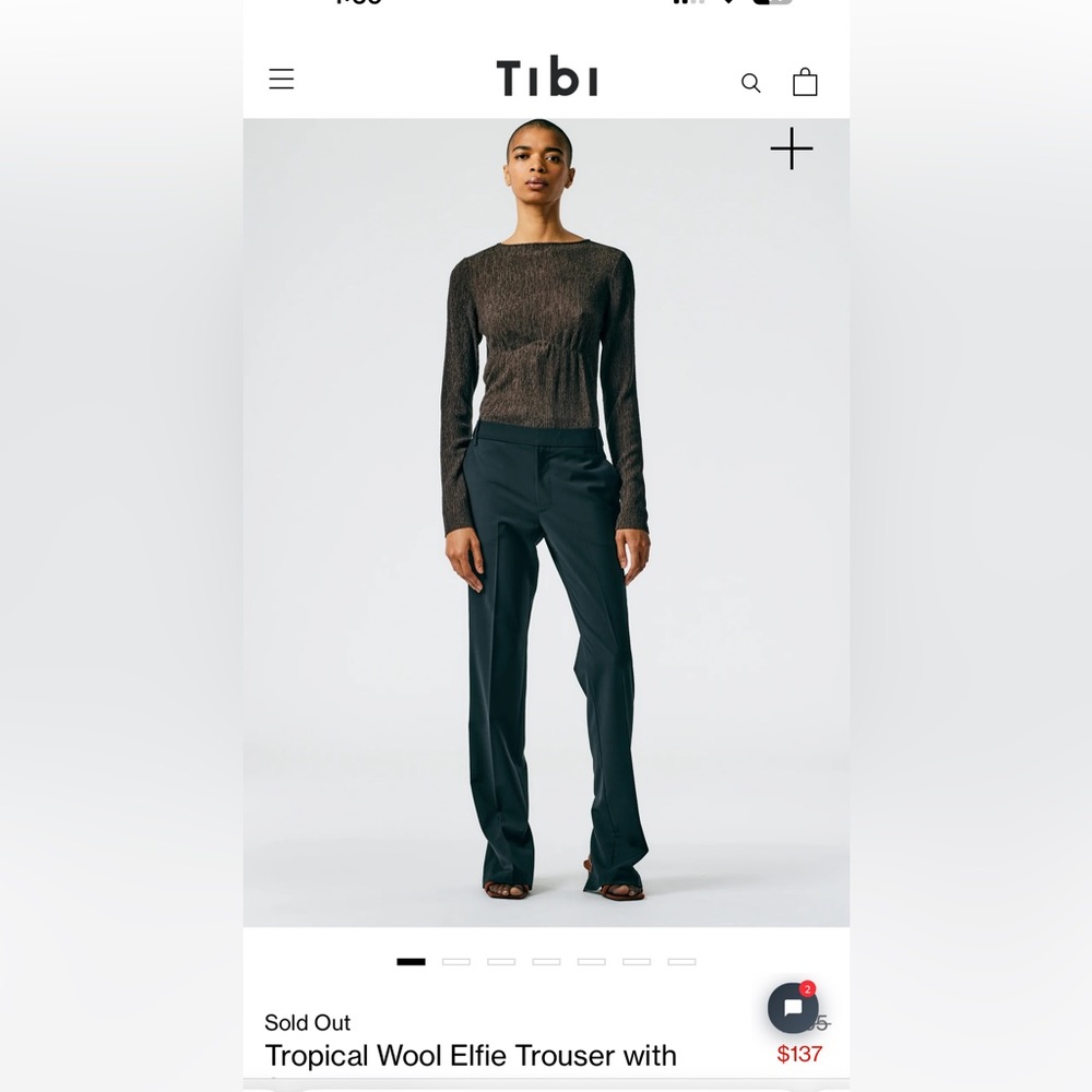 Tropical Wool Elfie Trouser with Slits. Petite size 10